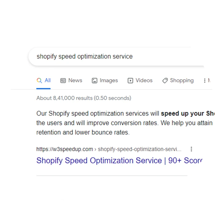 shopify search result