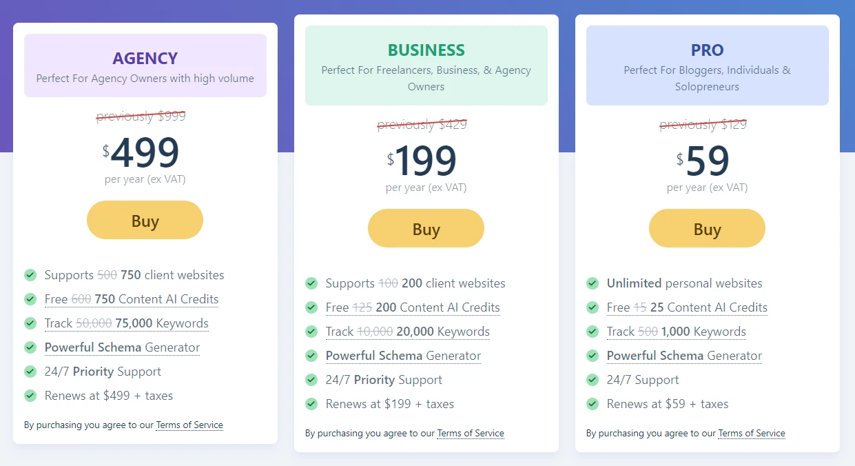Rank Math pricing plan - Rank Math vs Yoast vs All in one SEO