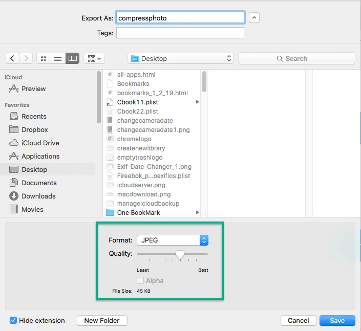 How to reduce JPEG file size on Mac