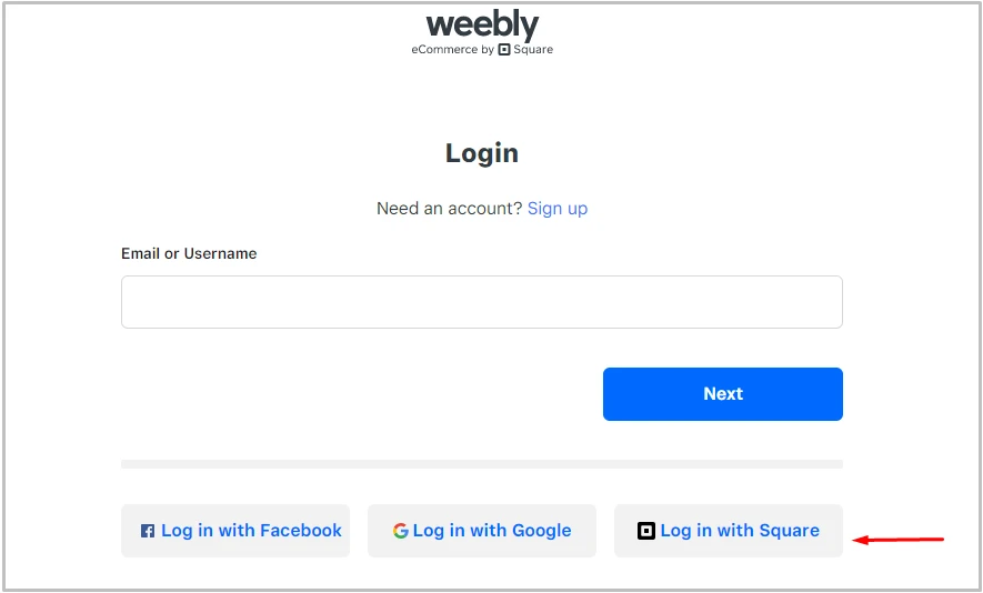 Login to Weebly using Square Account