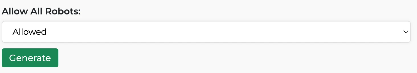 Allow all robots - robots.txt generator