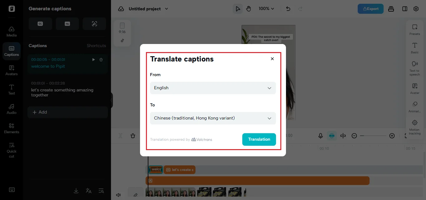 Step 2. Add your video, then auto-caption and translate-Lost in Translation