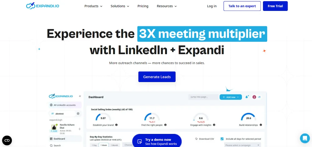 Expandi LinkedIn automation platform for campaigns and team management.