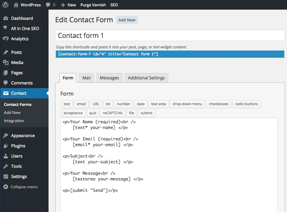 INSTALL CONTACT FORM 7 WordPress