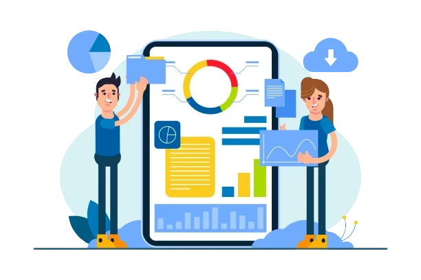 vector icons showing how to download