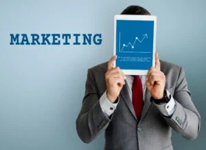 marketting in hand man