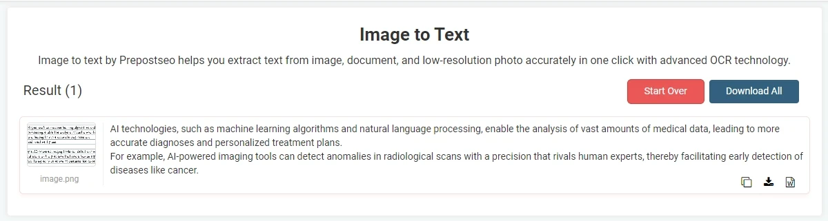 Extract Text tool