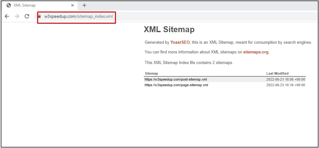 find xml sitemap pages