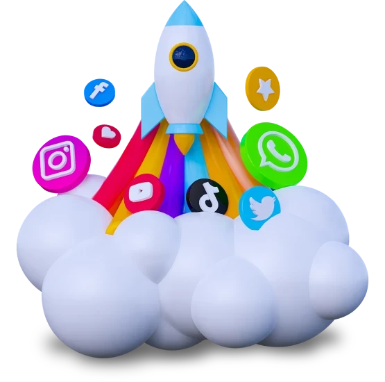 rocket taking the social icons